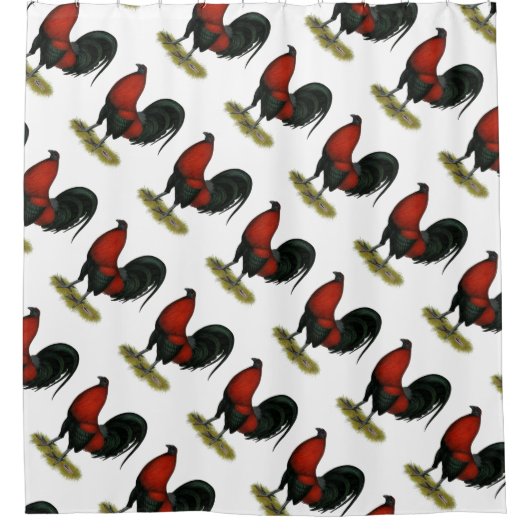 American Game BB Black Red Rooster Douchegordijn (Voorkant)
