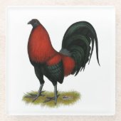 American Game BB Black Red Rooster Glazen Onderzetter (Voorkant)