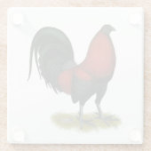American Game BB Black Red Rooster Glazen Onderzetter (Achterkant)