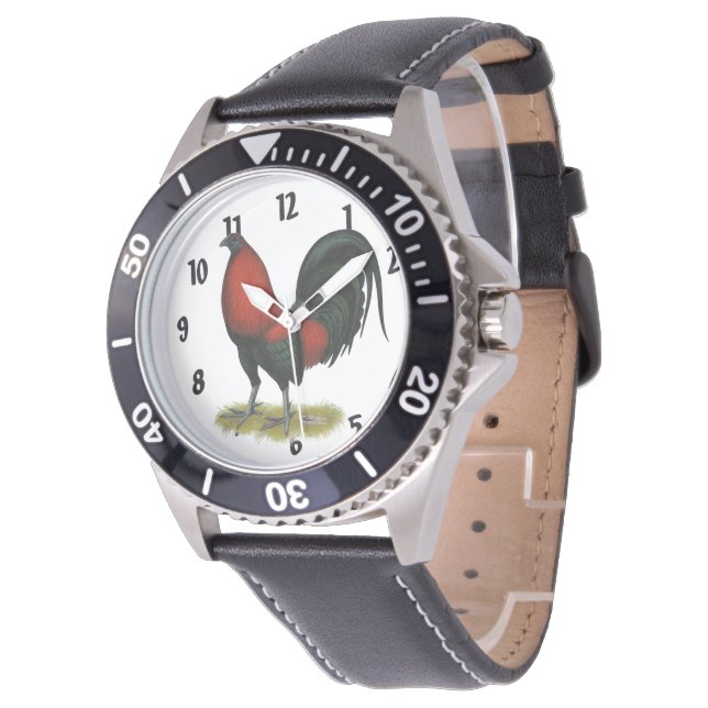 American Game BB Black Red Rooster Horloge (Gekanteld)