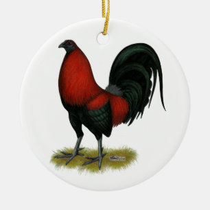 American Game BB Black Red Rooster Keramisch Ornament