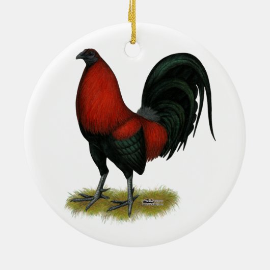 American Game BB Black Red Rooster Keramisch Ornament (Achterkant)