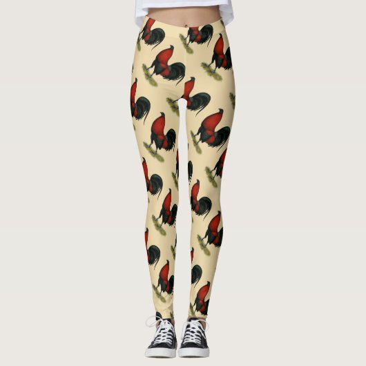 American Game BB Black Red Rooster Leggings (Voorkant)