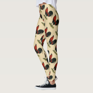 American Game BB Black Red Rooster Leggings