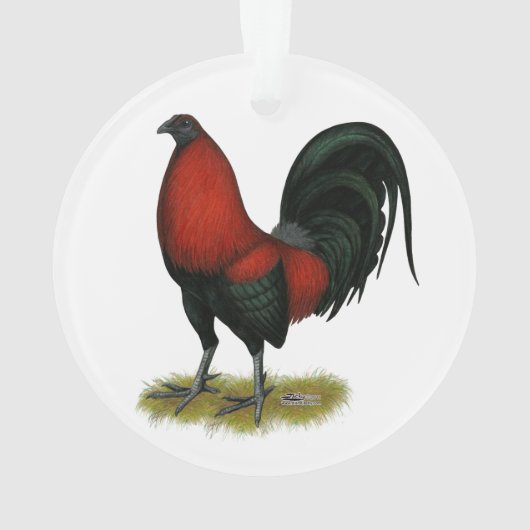 American Game BB Black Red Rooster Ornament (achterkant)