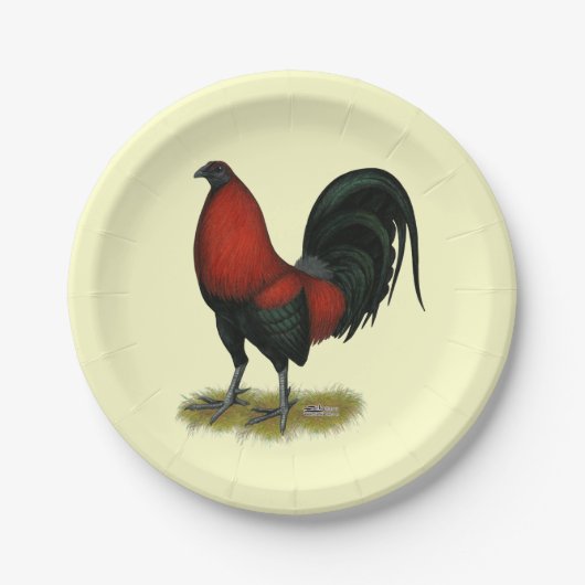 American Game BB Black Red Rooster Papieren Bordje (Voorkant)