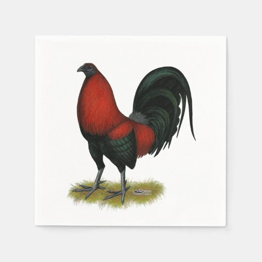American Game BB Black Red Rooster Servetten (Voorkant)