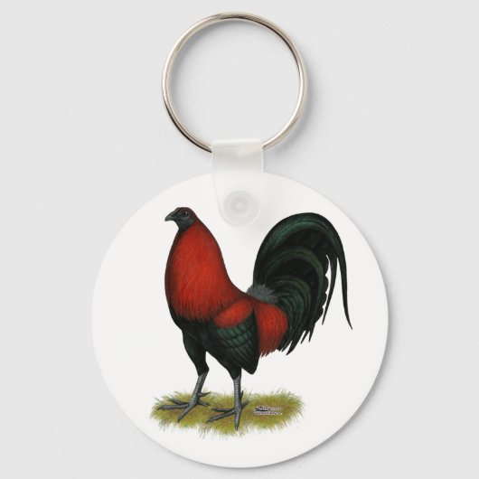 American Game BB Black Red Rooster Sleutelhanger (Voorkant)