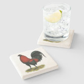 American Game BB Black Red Rooster Stenen Onderzetter (Zijkant)