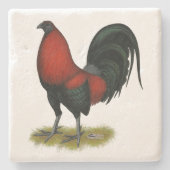 American Game BB Black Red Rooster Stenen Onderzetter (Voorkant)