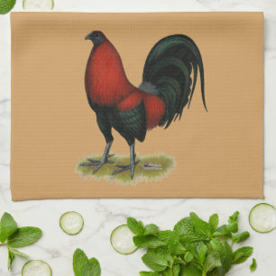 American Game BB Black Red Rooster Theedoek