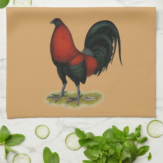 American Game BB Black Red Rooster Theedoek (Gevouwen)