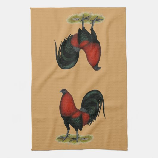 American Game BB Black Red Rooster Theedoek (Verticaal)