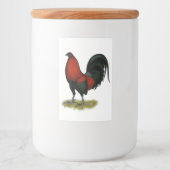 American Game BB Black Red Rooster Voedselcontainer Etiket (Voorkant)
