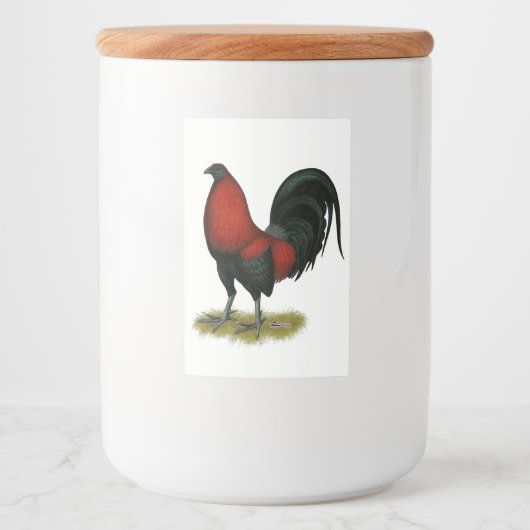 American Game BB Black Red Rooster Voedselcontainer Etiket (Voorkant)