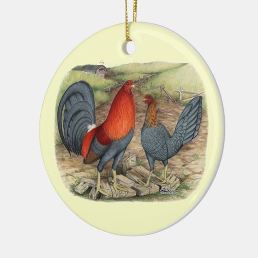 American Game Blue Reds Keramisch Ornament (Links)