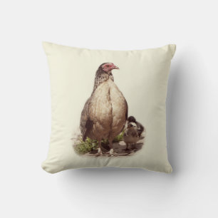 American Game Hen and Baby Chickens Kussen