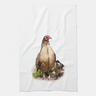 American Game Hen and Baby Chickens Theedoek