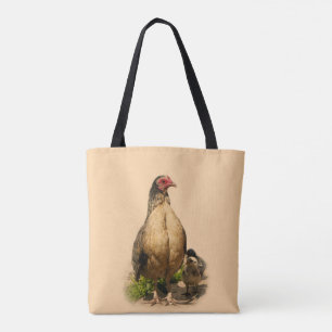 American Game Hen and Baby Chickens Tote Bag