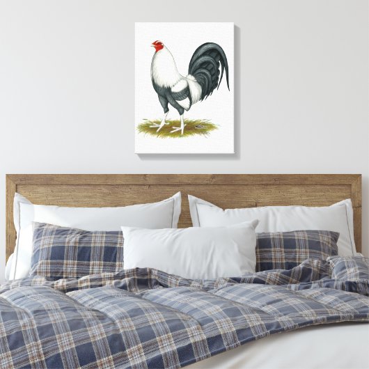 American Game Silver Blue Gamecock Canvas Afdruk (Insitu (Slaapkamer))