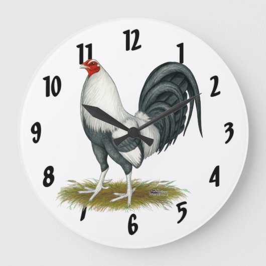 American Game Silver Blue Gamecock Grote Klok (Voorkant)