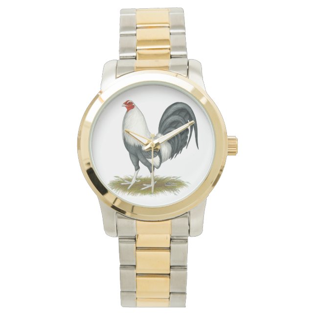 American Game Silver Blue Gamecock Horloge (Voorkant)