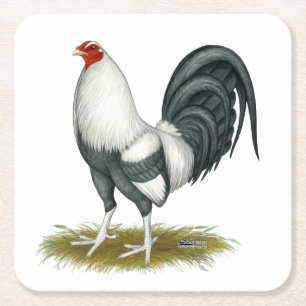 American Game Silver Blue Gamecock Kartonnen Onderzetters