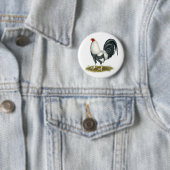 American Game Silver Blue Gamecock Ronde Button 5,7 Cm (In situ)