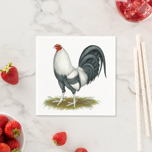 American Game Silver Blue Gamecock Servet (Insitu)