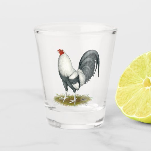 American Game Silver Blue Gamecock Shot Glas (Voorkant)