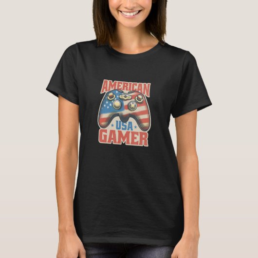 American Gamer  Patriotic Gaming Controller USA 4t T-shirt (Voorkant)
