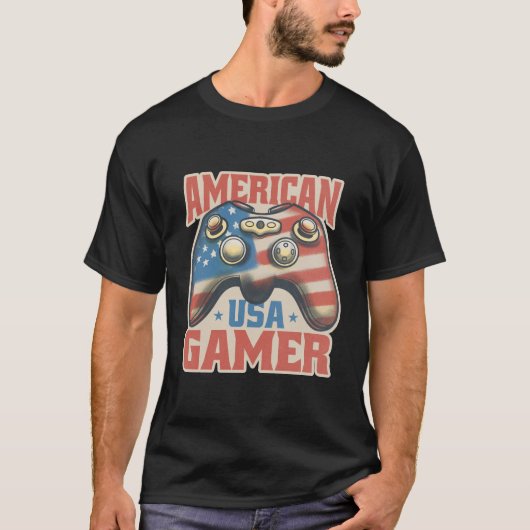 American Gamer USA Controller Patriotic Art T-shirt (Voorkant)