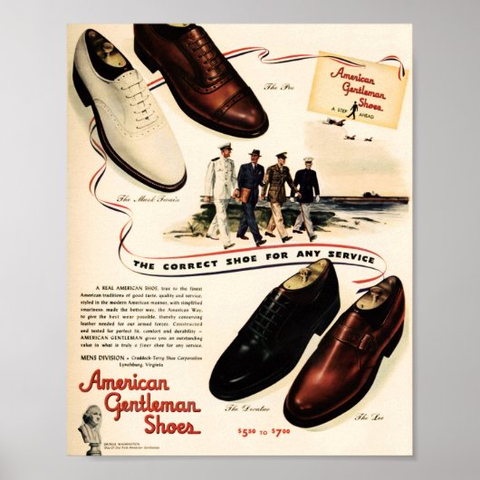 American Gentleman Shoes ad, W.W. 2 Era, 1943 Poster (Voorkant)