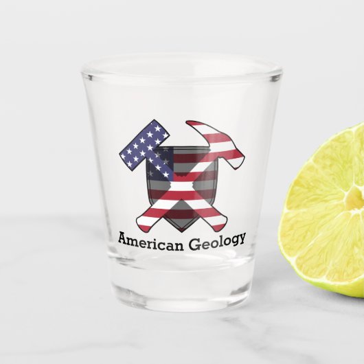 American Geology Rock Hammer Logo-  Shot Glas (Voorkant)