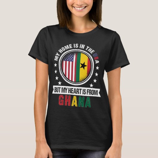 American Ghanaian Flag Heart from Ghana Patriot T-shirt (Voorkant)