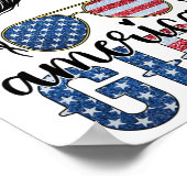 American Girl 4 juli rommelige knot Usa vlag Ameri Poster (Hoek)