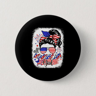 American girl usa flag 4th july women kids patriot ronde button 5,7 cm