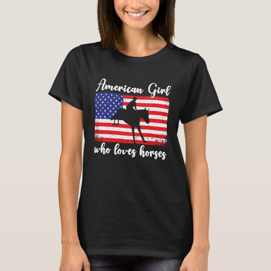 American Girl who loves eventing horses rider  4 T-shirt (Voorkant)