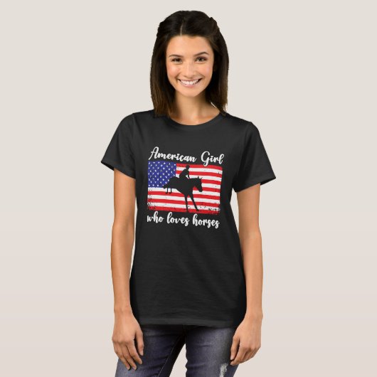 American Girl who loves eventing horses rider  4 T-shirt (Voorkant volledig)