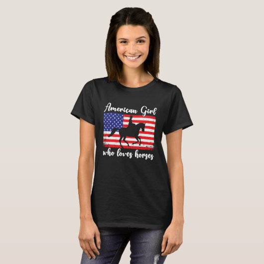 American Girl who loves eventing horses rider  7 T-shirt (Voorkant volledig)