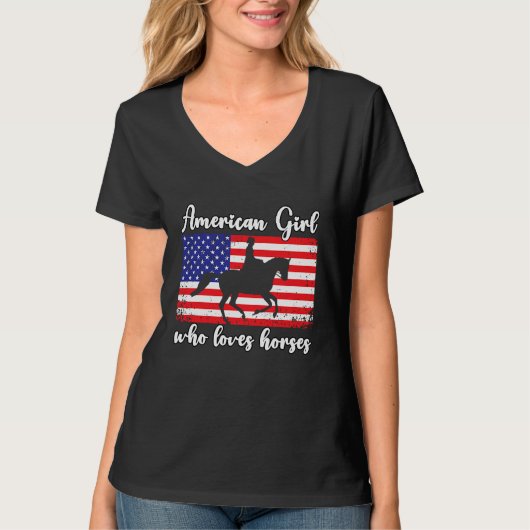 American Girl who loves eventing horses rider  7 T-shirt (Voorkant)