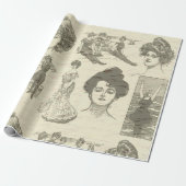 -American Girls Collage-ontkoppelpagina Cadeaupapier (Uitgerold)