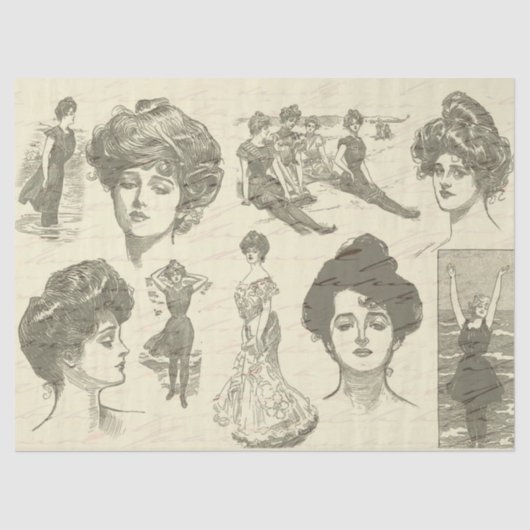 -American Girls Collage-ontkoppelpagina Tissuepapier (Voorkant)