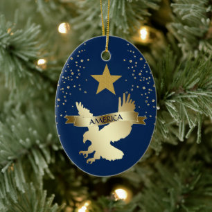 American Gold Star Eagle Keramisch Ornament
