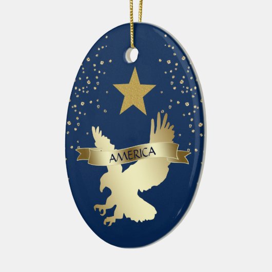 American Gold Star Eagle Keramisch Ornament (Links)