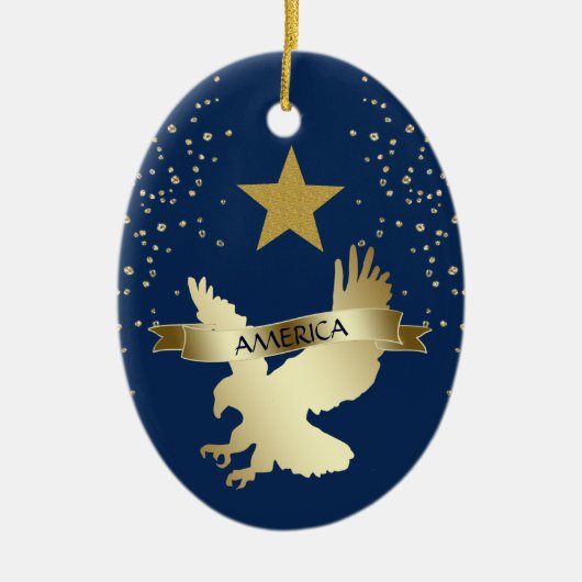 American Gold Star Eagle Keramisch Ornament (Voorkant)