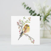 American Goldfinch Bird Berries Card Kaart (Staand voorkant)