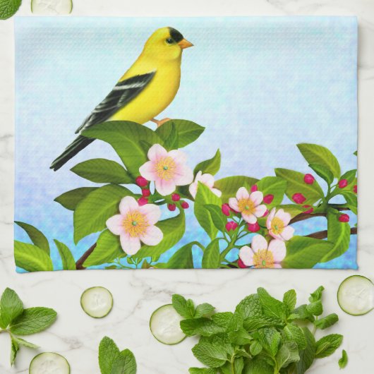 American Goldfinch Bird Hand Towel Theedoek (Gevouwen)