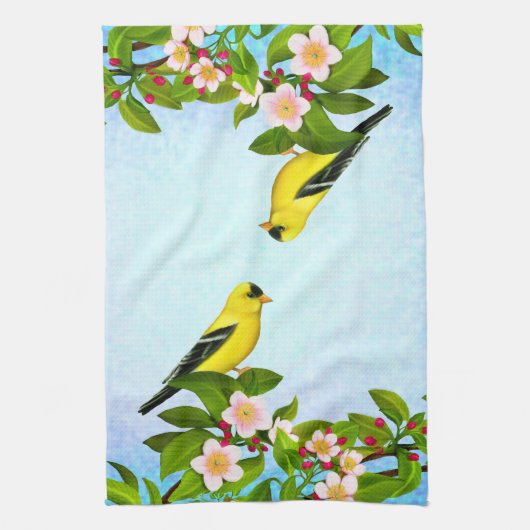 American Goldfinch Bird Hand Towel Theedoek (Verticaal)