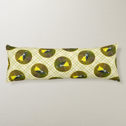 American Goldfinch Songbird Originele foto Lichaamskussen (Achterkant)